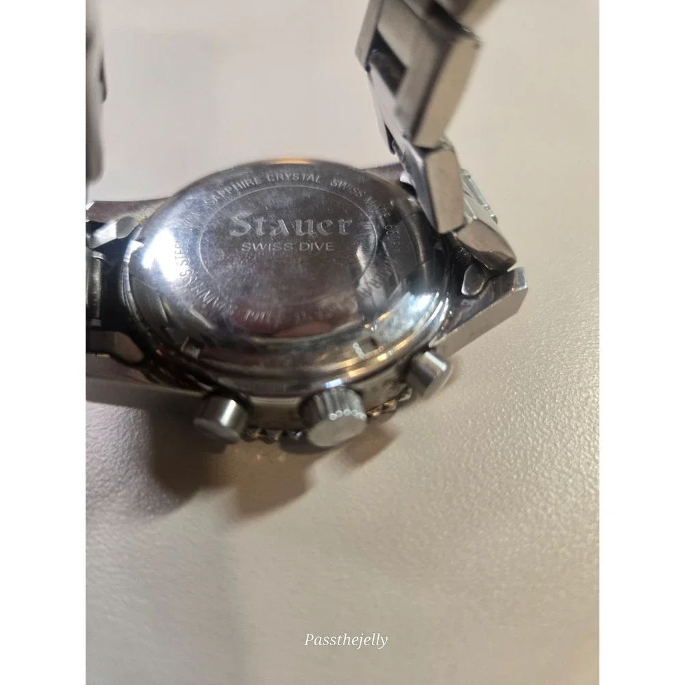 Stauer Bathos Dive Chronograph Mens Watch 47mm Black Dial Swiss Made SS